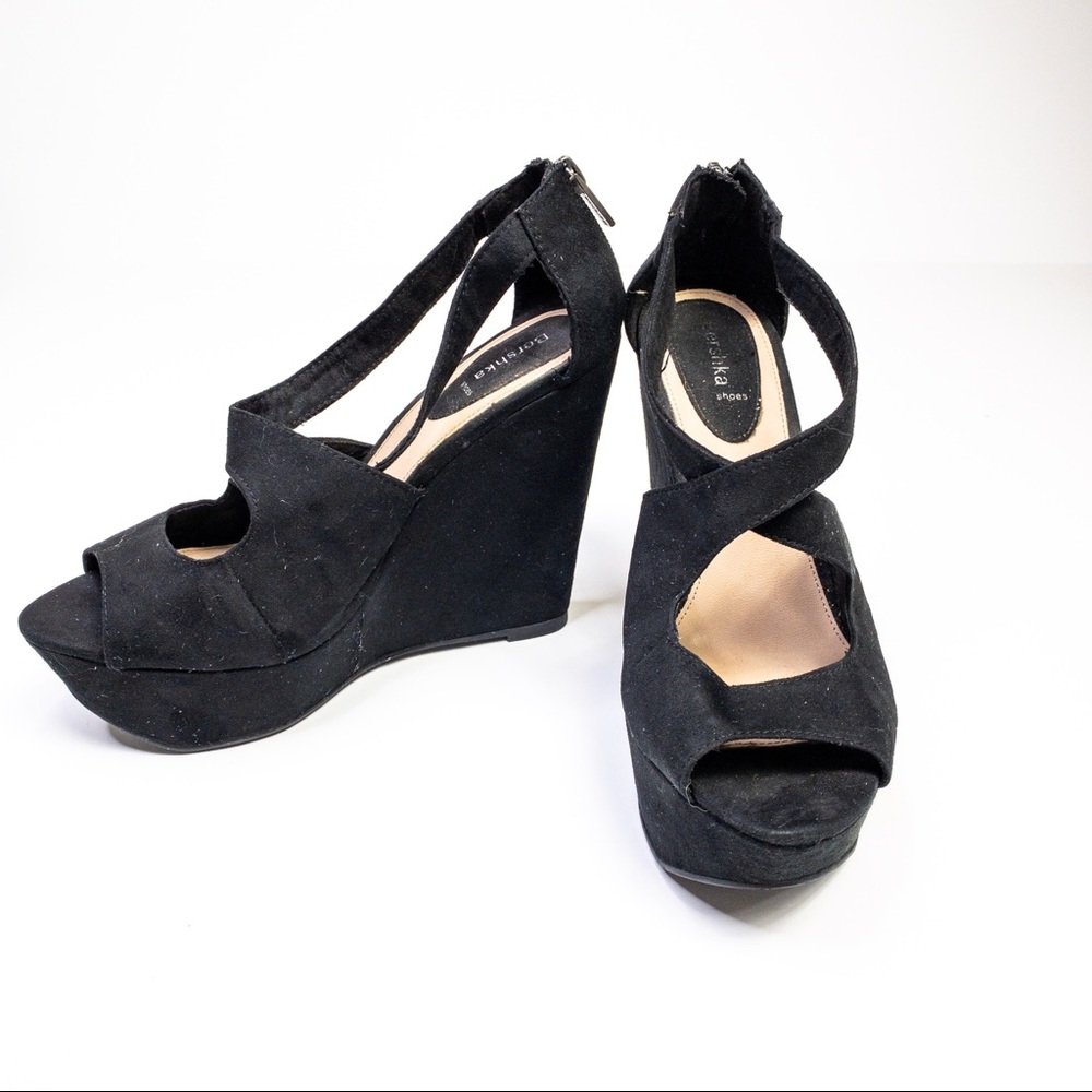 Bershka Wedges Black Sandal Platform